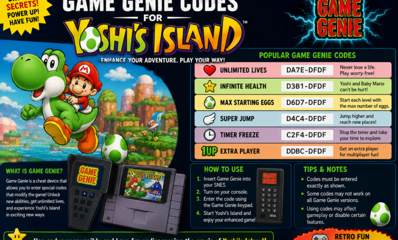 game genie codes for yoshi's island​